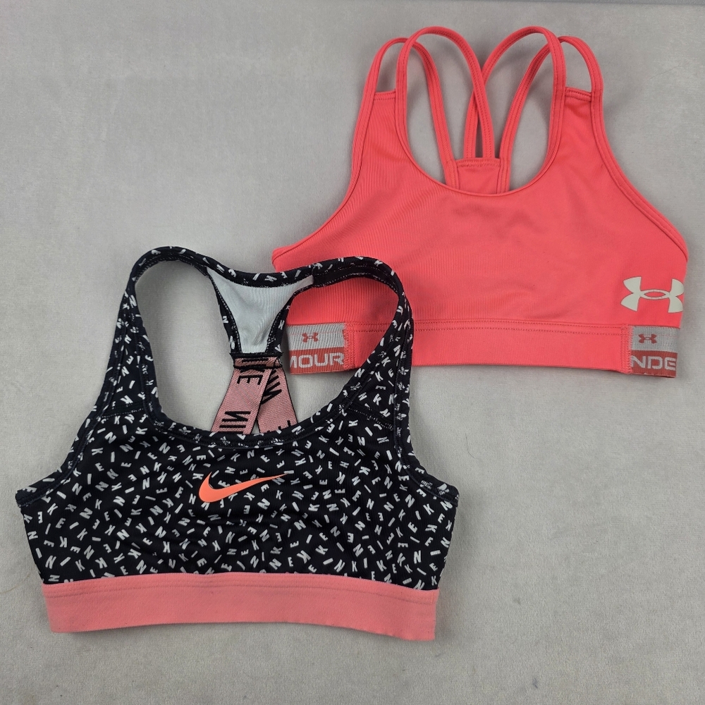 Set Of 2 Kids Under Armour & Nike Sports Bras Girls Size‎ Small BS83